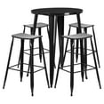 thumbnail image 2 of Flash Furniture 30'' Round Orange Metal Indoor-Outdoor Bar Table Set with 4 Backless Saddle Seat Barstools, 2 of 2