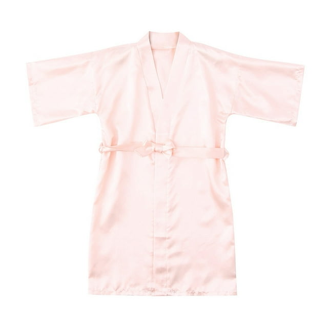 Diufon Peignoir pour Tout-Petits Garçons et Filles Manches 3/4 Col en V Satin Robe de Bain Décontractée à Lacets