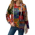 thumbnail image 3 of Hoodies For Women Oversized Winter Cute Sweatshirts Pullover Trendy Fall Clothes, Retro Print Lightweight Design without Pockets for Fall Winter Fashion and Comfort,Orange,2XL, 3 of 8
