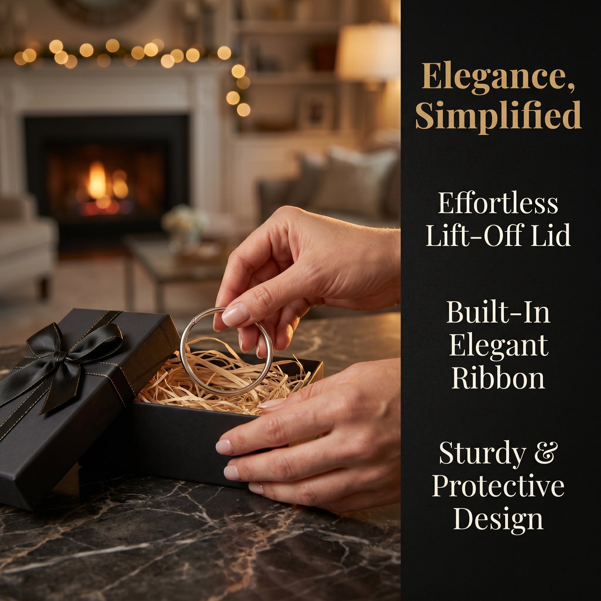 Unique Bargains 6Pcs Elegant Rigid Present Boxes for Gift Packaging Black 5.5"x3.1"x2"