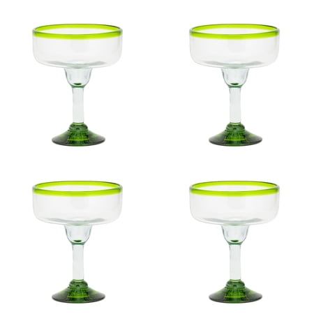 10 Strawberry Street Lime Rim Mexican Glassware, Margarita, Set of 4