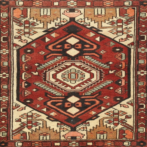 Ahgly Company Indoor Square Traditional Red Persian Area Rugs, 6' Square