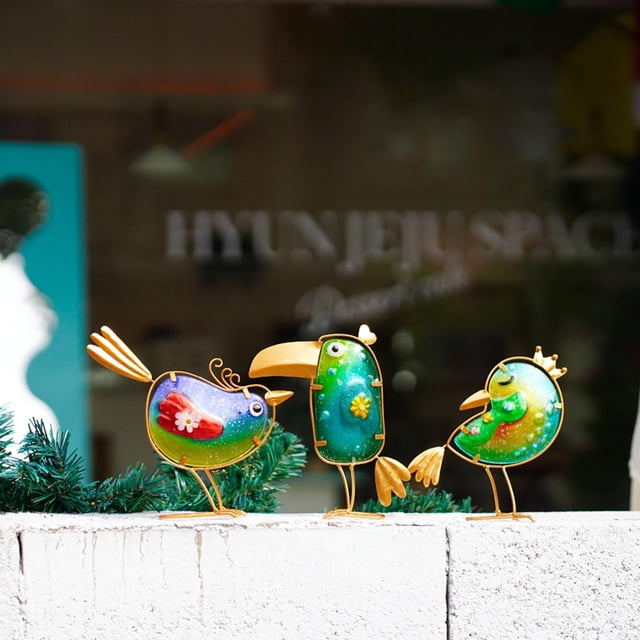 3x decoraciones de jardín para adornos de césped exterior, regalo de inauguración de la casa, estatuas de pájaros, estatuas al aire libre para Patio
