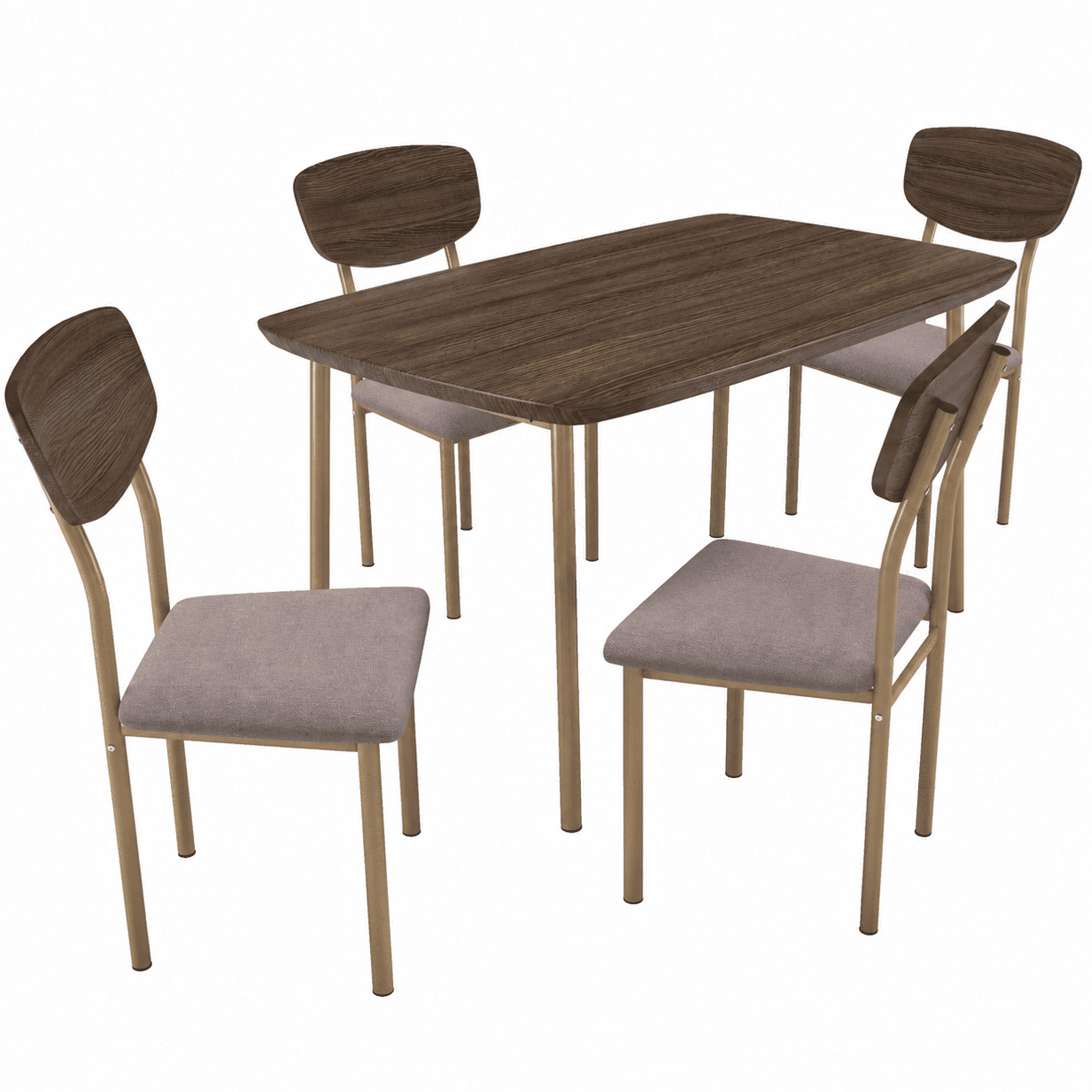 SESSLIFE 5 Pieces Dining Table Set, Modern Kitchen Wood Table and 4 Chairs for Breakfast Small Spaces, Walnut