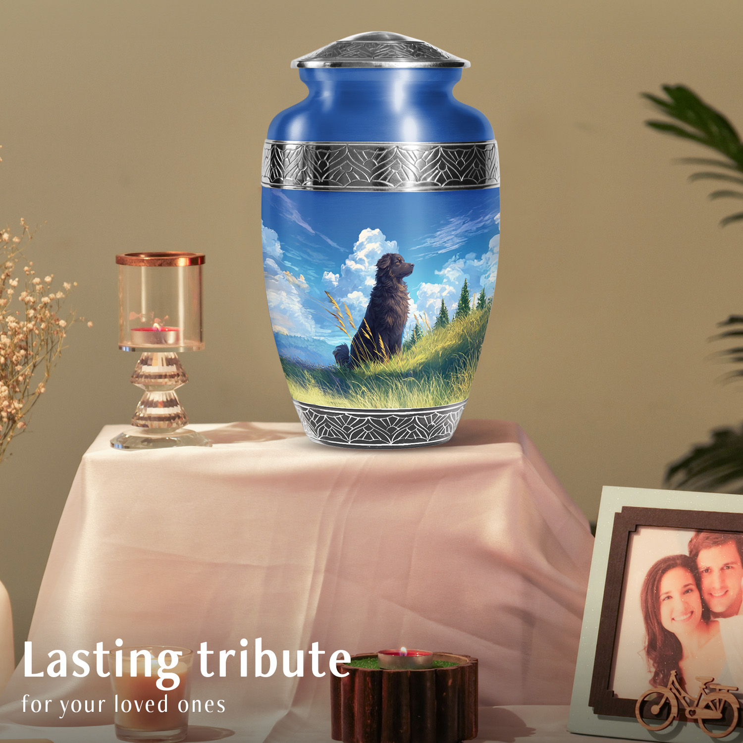 SABURIAL Dog Urn - Unqiue Funeral Urn For Female Ashes - Handmade Tribute Urns For Mom Ashes - Beautiful Urns For Human Remains - 10 Inch Large With Velvet Bag