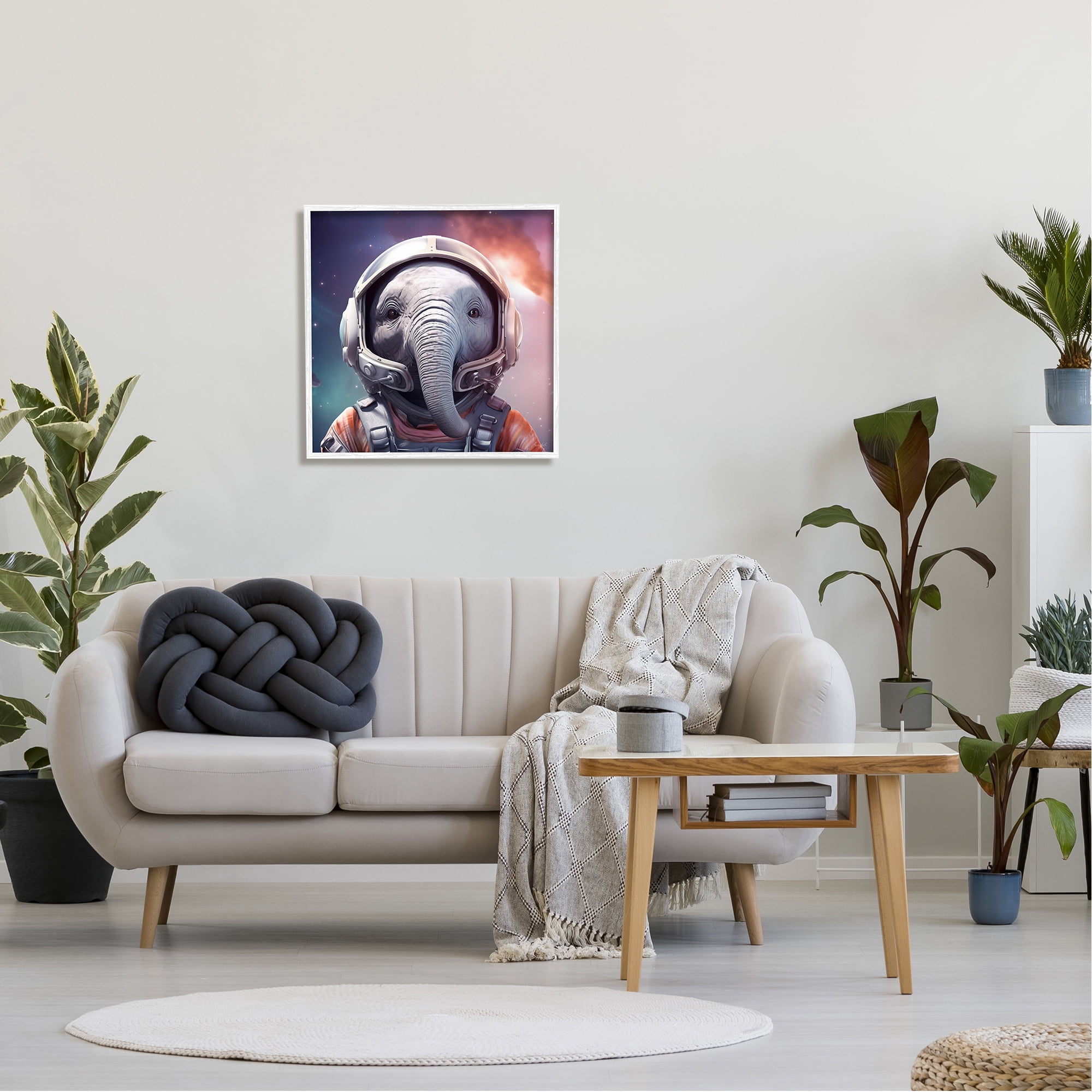 Stupell Industries Astronaut Elephant Portrait Animals & Insects Painting White Framed Art Print Wall Art, 24 x 24
