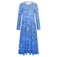 thumbnail image 3 of ersvoioy Womens Halloween Spider Web Maxi Dress Long Sleeve Round Neck Tiered Ruffle Swing Long Gown with Pockets Soft Fabric for Casual Wear and Theme Party Occasions Blue M, 3 of 3