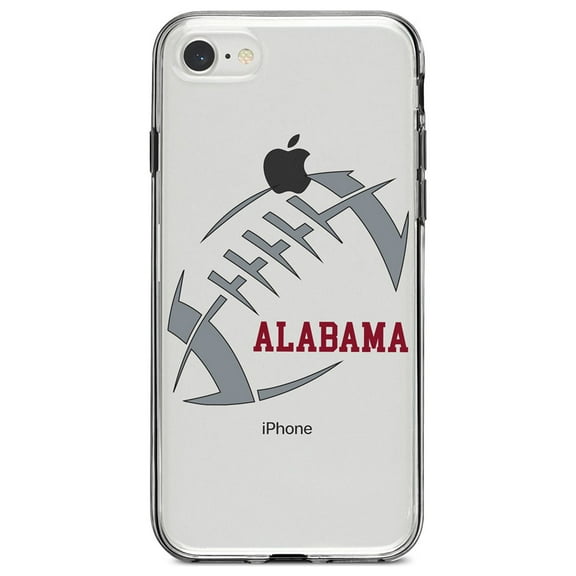 DistinctInk Clear Shockproof Hybrid Case for iPhone 7 8 SE (2020 Model) 4.7" Screen TPU Bumper Acrylic Back Tempered Glass Screen Protector - Alabama Football - Crimson, Gray