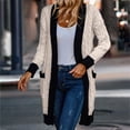thumbnail image 2 of VISALY Long Cardigans Cardigan with Pockets Fall Cable Knit Cardigan Sweaters Casual Long Sleeve Open Front Loose Outerwear Coats Chunky Cardigan Sweaters Plus Size Cardigan Lightweight Beige M, 2 of 5