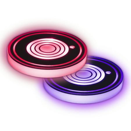 Xtreme Multi-Color LED Cup Holder Light  Color-Changing  Universal Car Compatibility  Automatic Night Switch  Smart Sensor  Micro-USB Cable for Recharging  15 Day Charge 2 Pack