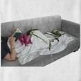 thumbnail image 5 of Vintage Rose Soft Flannel Fleece Throw Blanket, Single Rose Flower Branch Smoking Look Illustration, Cozy Plush for Indoor and Outdoor Use, 70" x 90", Fern Green Pastel Pink, by Ambesonne, 5 of 5