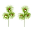 thumbnail image 3 of Linnome 2 Pcs Green Furry Christmas Tree Picks,17 Inch Curly Sprays Stems Christmas Elf Ornaments Xmas Tree Topper Wreath Crafts Vase Filler for Party Office Home, 3 of 8