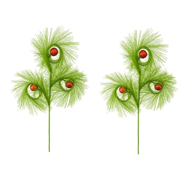 Cheapark 2Pcs Christmas Ball Branch Ornaments - Classic Tree Decor Pieces with Smooth Finish, Easy to Attach to Branches, Adds Timeless Charm to Christmas Tree & Holiday Displays