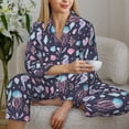 thumbnail image 4 of Goofa Watercolor Marine Animals Printed Women’s 2 Piece Pajama Set Super,Pajamas Women's Long Sleeve Sleepwear Soft Button Down Loungewear Pjs Lounge Set Nightwear-, 4 of 9