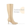 thumbnail image 3 of BLISSFUL STEP Women's Boots Knee High Slim Calf Pointed Toe Stiletto Heel Nude 8, 3 of 5
