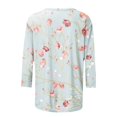 thumbnail image 4 of 3/4 Sleeve Tops for Women Casual Crew Neck Shirts Summer T Shirt Basic Loose Fit Tee Blouses Trendy Floral T-shirts, 4 of 5