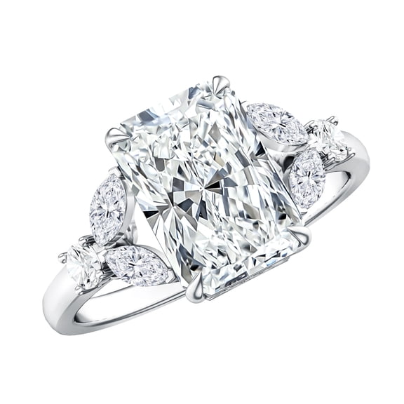 Rosec Jewels 3 Ct IGI Certified Lab Grown Diamond Radiant Cut Engagement Ring - E-VS1 Grade, 925 Sterling Silver, US 4.00