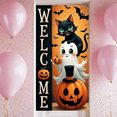 thumbnail image 6 of Pumpkin Decoration Halloween Welcome Banner Black Cat Design Festive Theme Ghost Illustration for Holiday Party Home Decoration Event Entryway, 6 of 8
