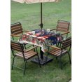 thumbnail image 3 of Outdoor Tablecloth with Umbrella Hole and Zipper, Navy Blue Christmas Square Table Cloth 60x60 Inch Waterproof Tablecloth, Gnomes Xmas Tree Poinsettia Eucalyptus Picnic Table Cover for Patio Camping, 3 of 7