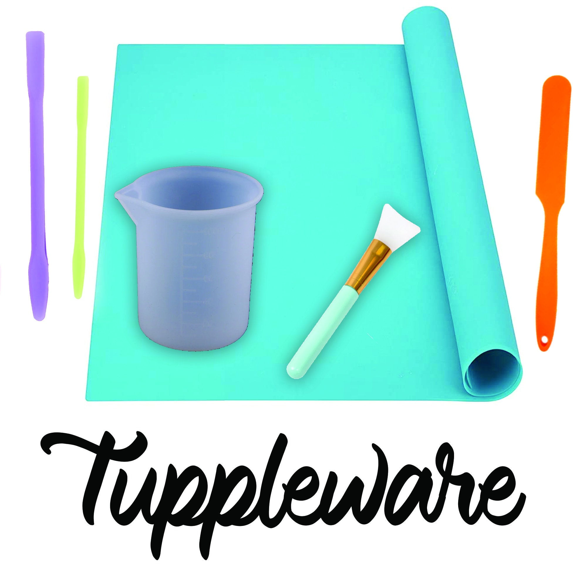 Epoxy Resin Tools Kit - 6 Piece Set - Silicone Sheet, Nonstick Silicone Mixing Cups, Silicone Stirrer and Silicone Spatula