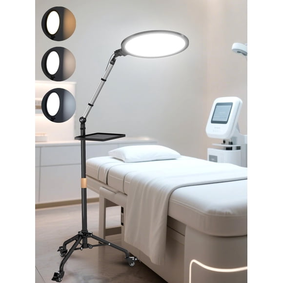 Lampe à Cils pour Extensions de Cils, Lampe sur Pied avec Support Mobile et Bras Flexible, Lampe d'Esthéticienne avec Hauteur et Température de Couleur Réglables pour Na