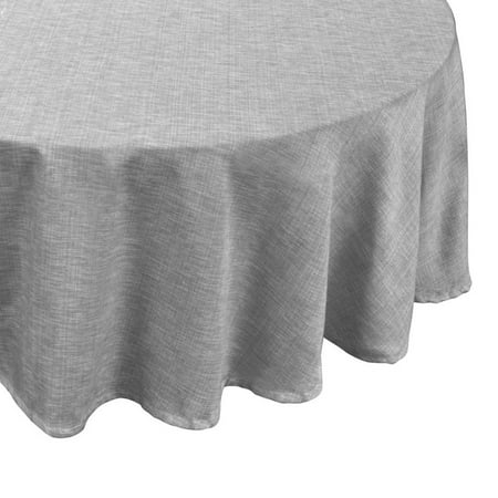 Cafe Deauville Chambray Vinyl 70 Round, 70 Round Silver Tablecloth