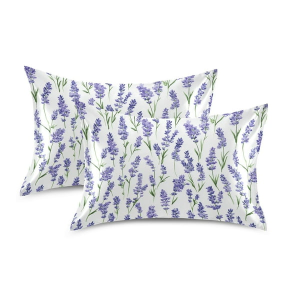 Yayeee Pillowcase Standard Size Set of 2 Satin Wrinkle Resistant Envelope Pillow Case, Watercolor Lavender Pattern