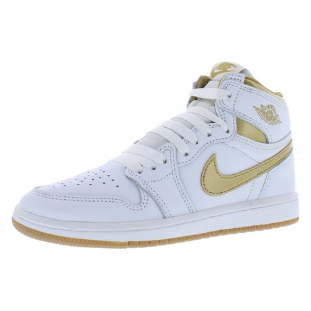 Nike Jordan 1 Retro High OG PS Boys Shoes Size 11, Color: White/Metallic Gold