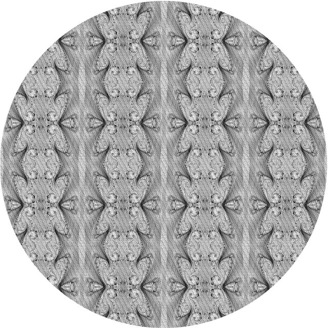 Ahgly Company Tapis Rond Lavable en Machine Intérieur Transitionnel Gris Platine, 3 Pieds Rond