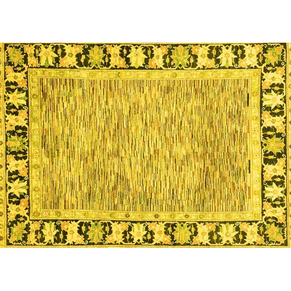 Ahgly Company Indoor Rectangle Abstract Yellow Modern Area Rugs, 8' x 12'