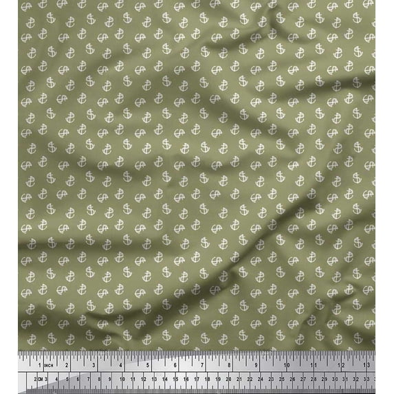 Soimoi Georgette Viscose Fabric Anchor Hook Nautical Print Sewing Fabric Yard 42 Inch Wide