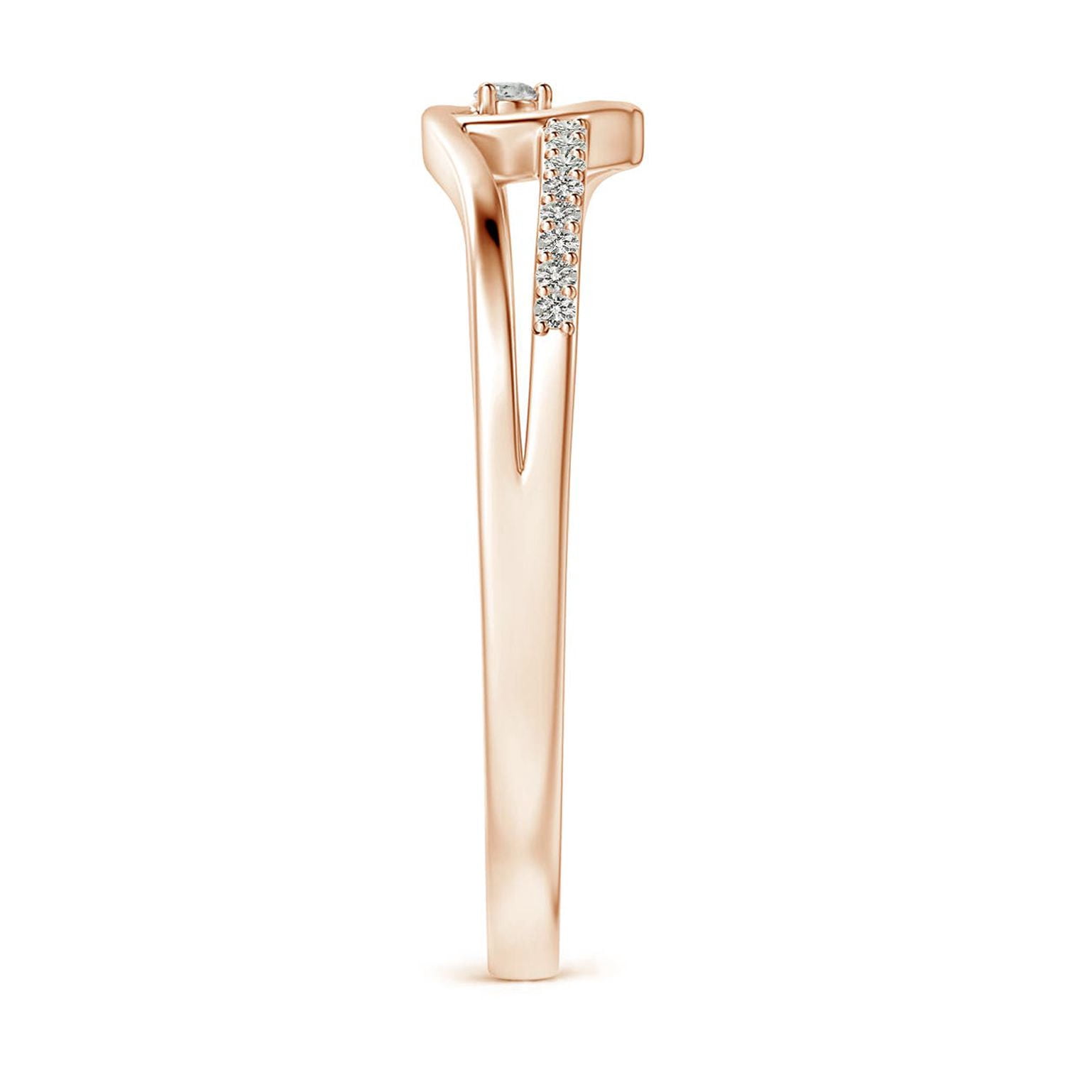 ANGARA Natural Diamond Heart Promise Ring in 14K Rose Gold for Women (Size-1.5mm | Color-K | Clarity-I3) | April Birthstone, Birthday, Anniversary, Jewelry Gift for Women | Natural Diamond Ring