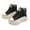 Black, variant on Women's High top Thick Soled Sneakers Fashion Lace up PU Leather Ankle Shoes with Zipper