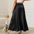 thumbnail image 3 of Satin Maxi Skirts for Women High Waisted Flowy Long Skirt with Pockets Summer Spring Silk Dressy Casual Outfits (XL, Black), 3 of 6