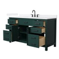 thumbnail image 2 of Beckett 60" Green Single Vanity & White Quartz Top (3-Hole) & Black Trim, 2 of 5