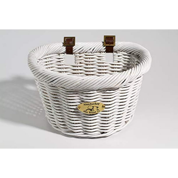 Nantucket Bicycle Basket Co. Cruiser Adult Dshape Basket, White