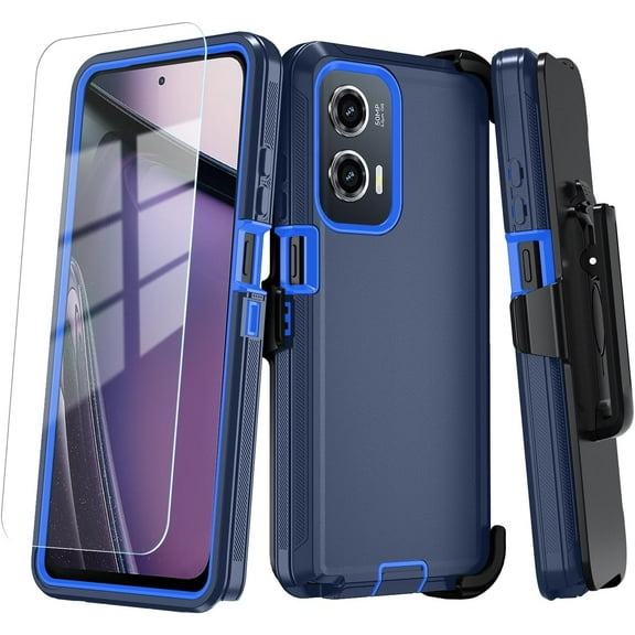 for Motorola Moto G Stylus 5G 2024 Casewith HD Screen Protector, Durable Shockproof 3-Layer Cover for Motorola G Stylus 5G 2024 (BeltClip_DarkBlue)