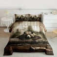 thumbnail image 3 of Feelyou Jungle Bear Wildlife Bedding Comforter Set, Western Rustic Cabin Twin Comforter Sets, Wooden Plank Reversible Bedding Set, Ultra Soft Bedroom Decor, 2pcs, 3 of 9