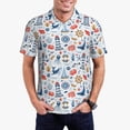 thumbnail image 3 of Balery Watercolor Nautical Printed Men’s Short Sleeve Polo Shirt, Midweight Men's Shirt,Golf Polo shirts -Medium, 3 of 9