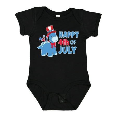

Inktastic Happy 4th of July with Blue Dinosaur Gift Baby Boy or Baby Girl Bodysuit