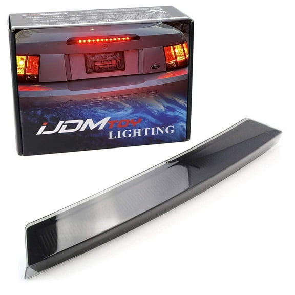 Smoked Black Lens LED 3rd Brake Light For 1999-2004 Ford Mustang, Powered by 12 Super Bright Red LED Emitters