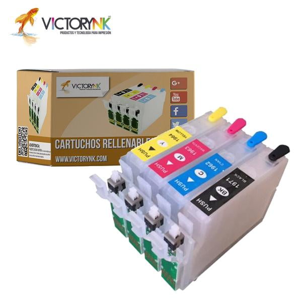 CARTUCHO RECARGABLE AUTORESETEABLE EPSON XP201R 1951-1971 XP 201 -XP 211-XP411 Victorynk CARTUCHOS RECARGABLES