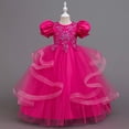 thumbnail image 4 of HJYCHN Dresses for Girls Short Puff Sleeve Long Formal Dress with Embroidered Bodice and Ribbon for Girls' Dresses 5-6 Years, 4 of 9