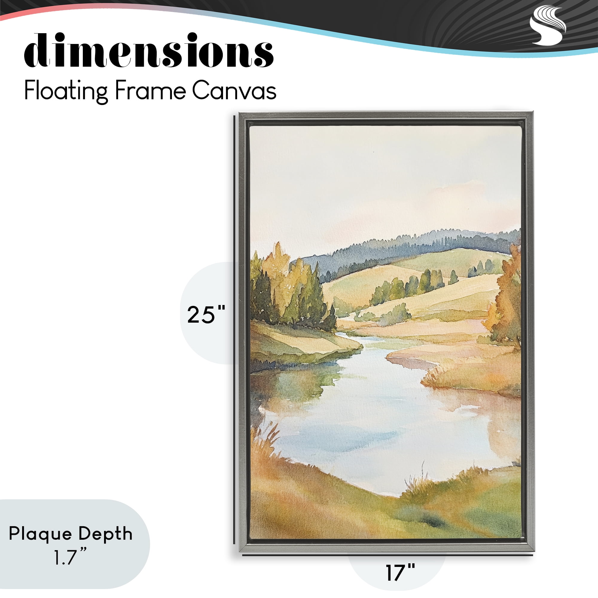 Stupell Industries Serene Watercolor Lake Escape Gray Framed Floater Canvas Wall Art, design by Petal Prints Design