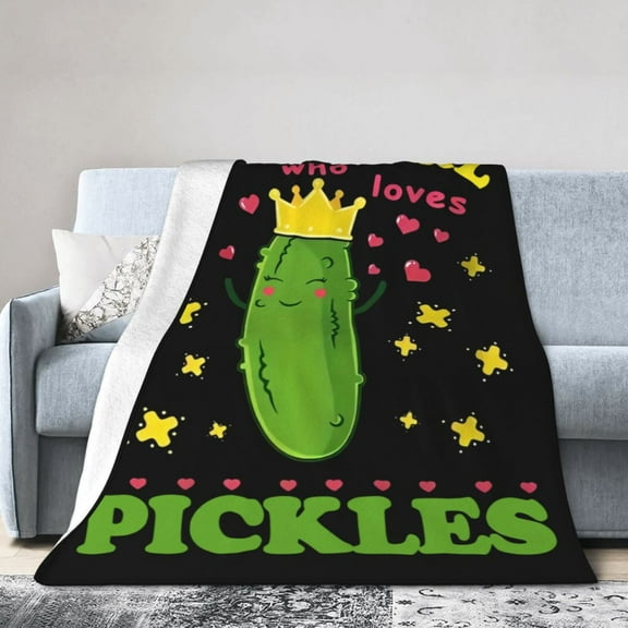 Wijzvio Just A Girl Who Loves Pickles Throw Blanket Soft Fuzzy Fleece Blanket For Couch Bed Living Room Decoration 60"X50"