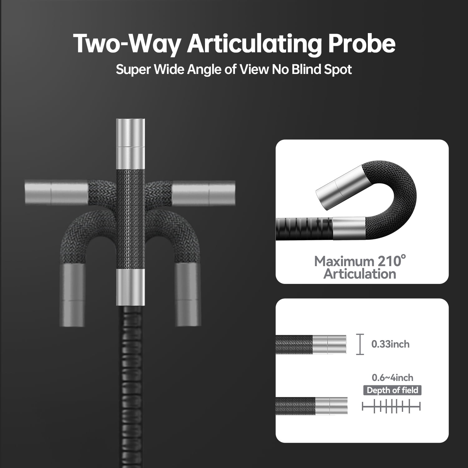 Articulating Borescope, Teslong Automotive Endoscope with 8 LEDS, 8.5mm Len, 5ft Flexible Cable Snake Industrial Steering Endoscope Inspection Camera