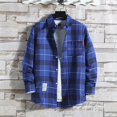 thumbnail image 4 of GEWSEY Flannel Shirt Women Button Down Long Sleeve Plaid Shirts Collared Casual Work Tops S-2XL (Blue, L), 4 of 4