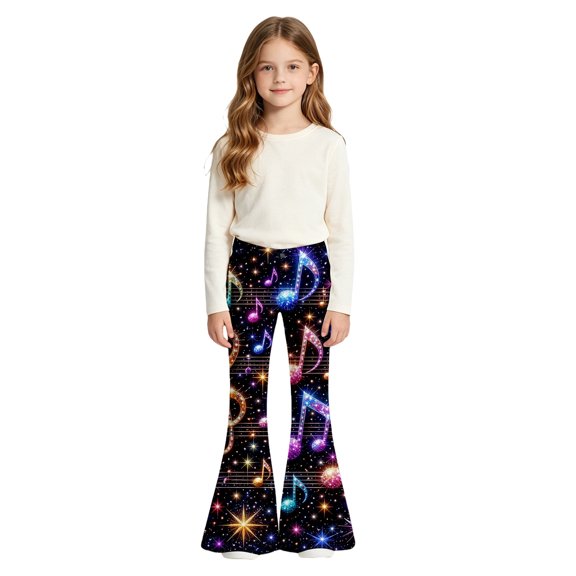 Girls Halloween Funny Printed Flared Pants For Toddlers Kids Cute Bootcut Leggings Soft Stretchy