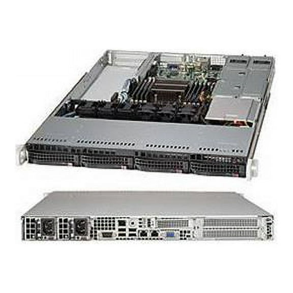 Super Chassis 700 to 750 watt 1U Rackmount Server Chassis - Black
