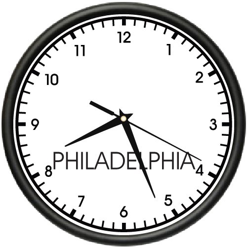 PHILADELPHIA TIME Wall Clock world time zone clock office business